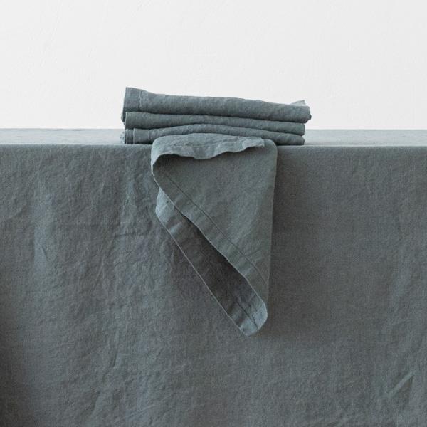 Linenme Stone Washed Balsam Green Linen Napkin