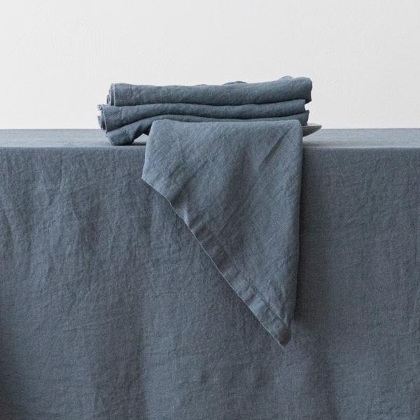 Linenme Stone Washed Blue Linen Napkin