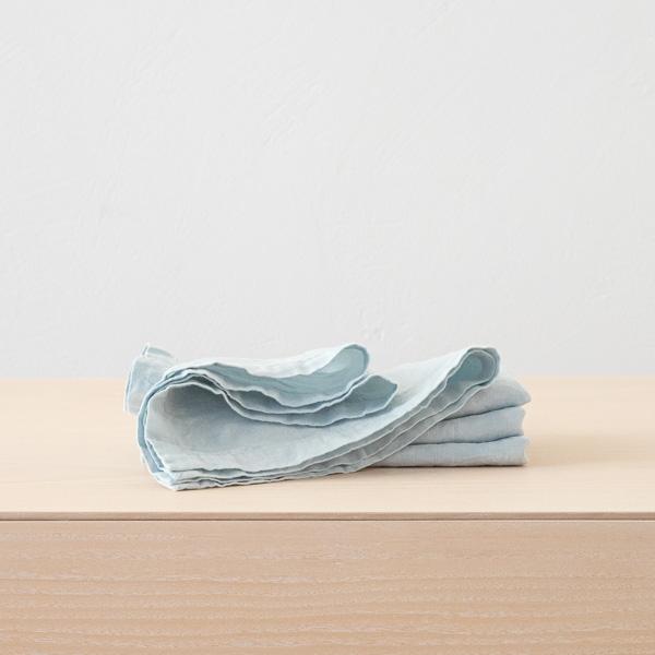 linenme Stone Washed Ice Blue Linen Napkin