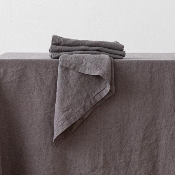 Linenme Stone Washed Linen Napkin Steel Grey