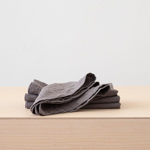 linenme Stone Washed Linen Napkin Steel Grey