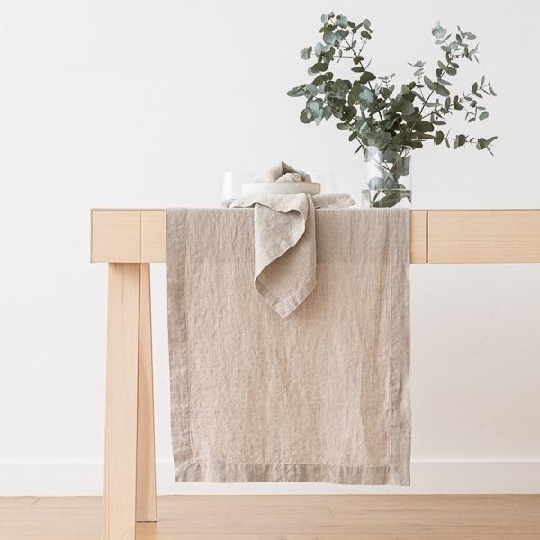 linenme Stone Washed Linen Runner Natural