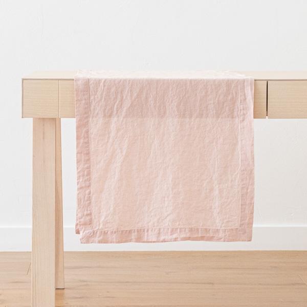 Linenme Stone Washed Linen Runner Rosa