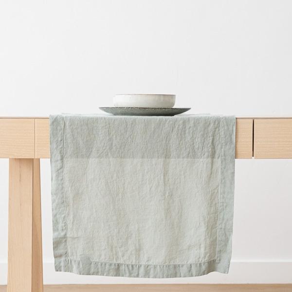 Linenme Stone Washed Linen Runner Sea Foam