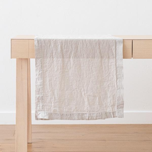 Linenme Stone Washed Linen Runner Silver