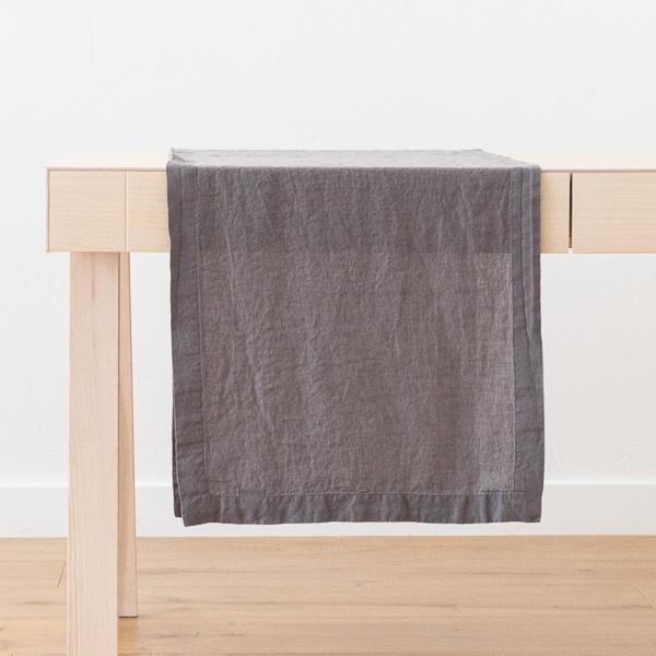 Linenme Stone Washed Linen Runner Steel Grey