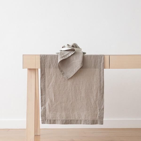 Linenme Stone Washed Linen Runner Taupe