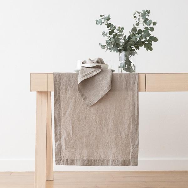 linenme Stone Washed Linen Runner Taupe