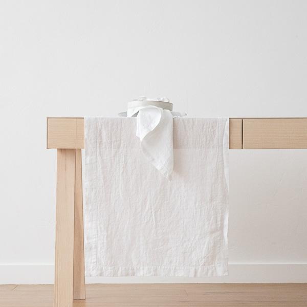 Linenme Stone Washed Linen Runner White