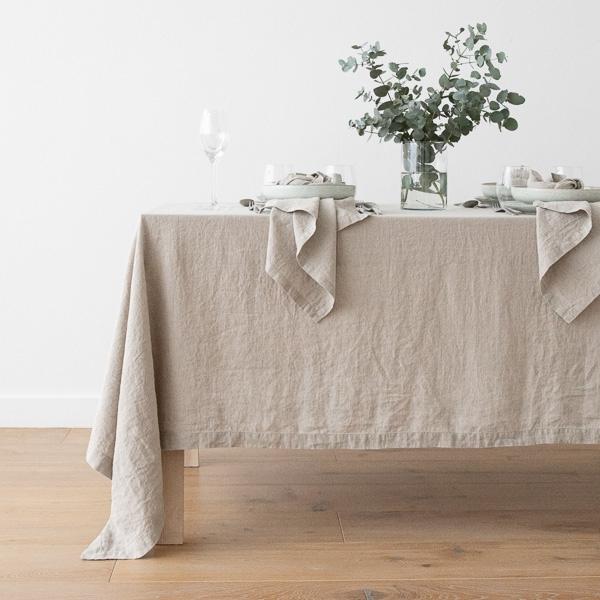 Linenme Stone Washed Linen Tablecloth Natural