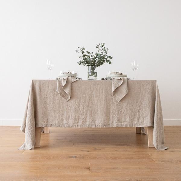 Linenme Stone Washed Linen Tablecloth Natural