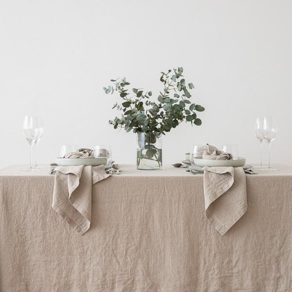 Linenme Stone Washed Linen Tablecloth Natural