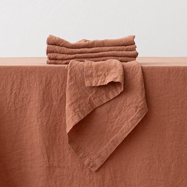 linenme Stone Washed Mocha Linen Napkin