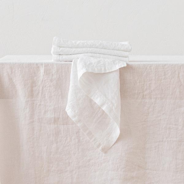 Linenme Stone Washed Optical White Linen Napkin