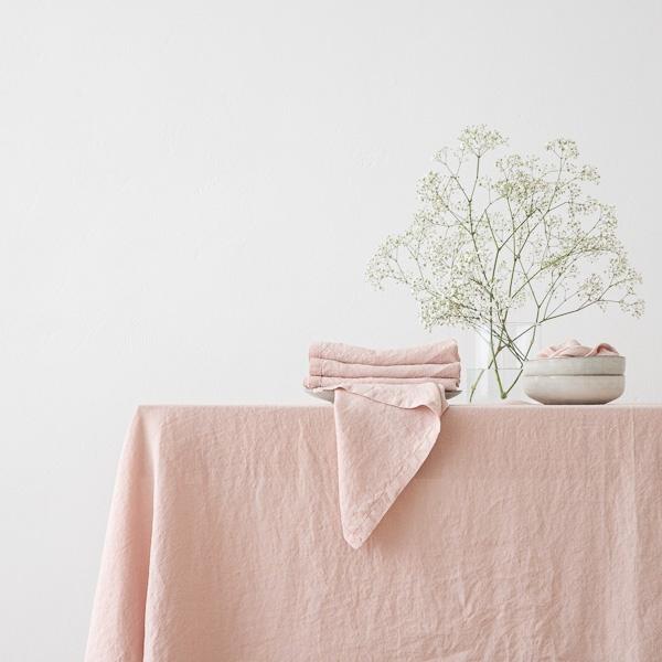 Linenme Stone Washed Rosa Linen Tablecloth