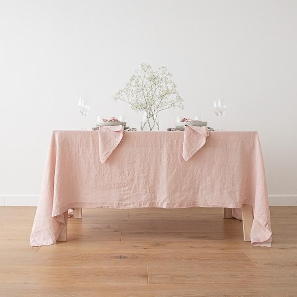 Linenme Stone Washed Rosa Linen Tablecloth