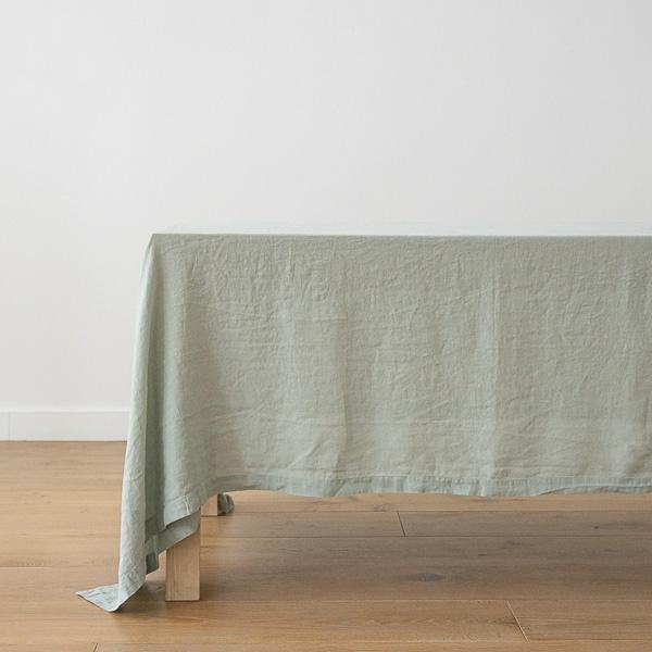 Linenme Stone Washed Sea Foam Linen Tablecloth