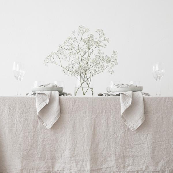 Linenme Stone Washed Silver Linen Tablecloth