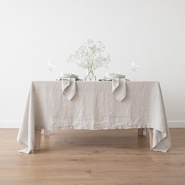 Linenme Stone Washed Silver Linen Tablecloth