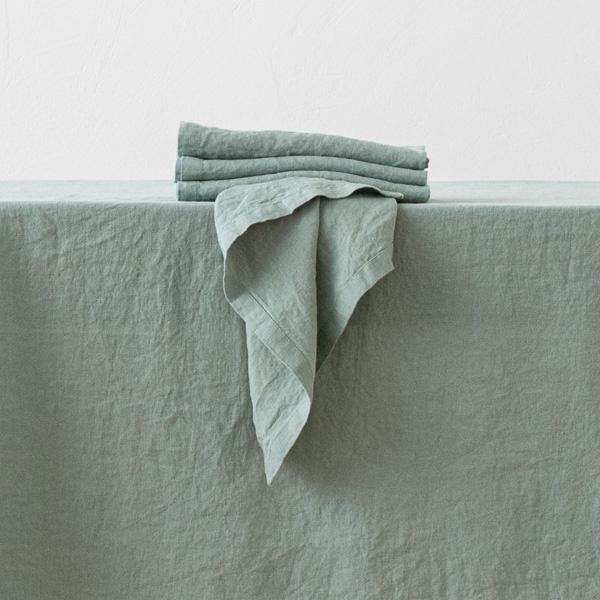 Linenme Stone Washed Spa Green Linen Napkin