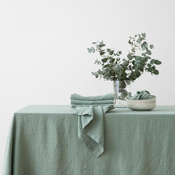 Linenme Stone Washed Spa Green Linen Napkin