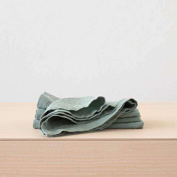 linenme Stone Washed Spa Green Linen Napkin