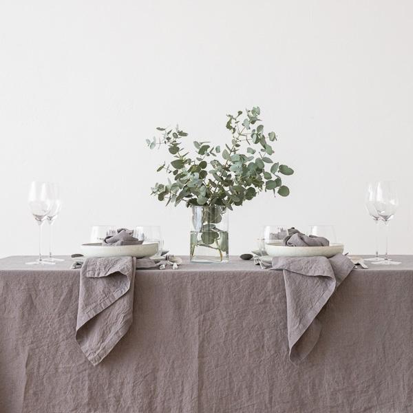 Linenme Stone Washed Steel Grey Linen Tablecloth