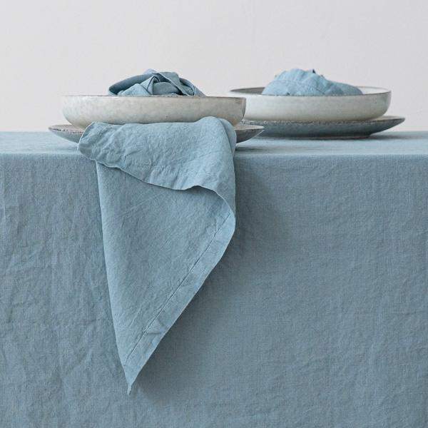 Linenme Stone Washed Stone Blue Linen Napkin