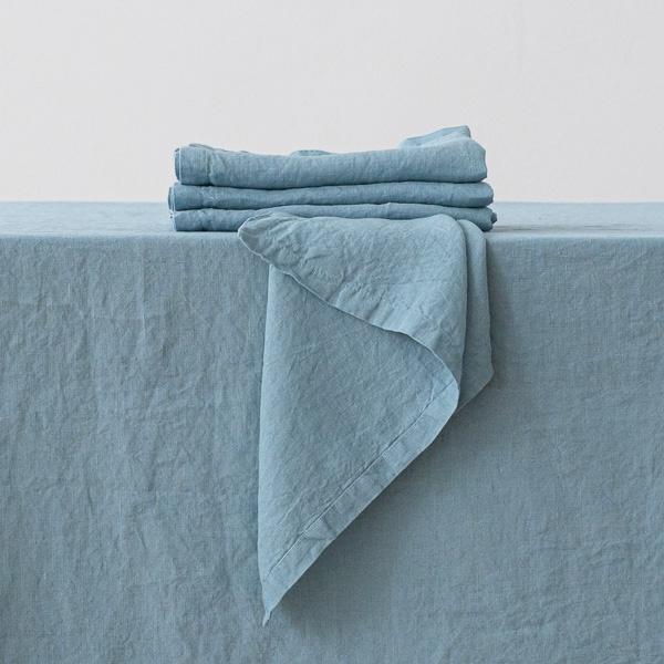 Linenme Stone Washed Stone Blue Linen Napkin