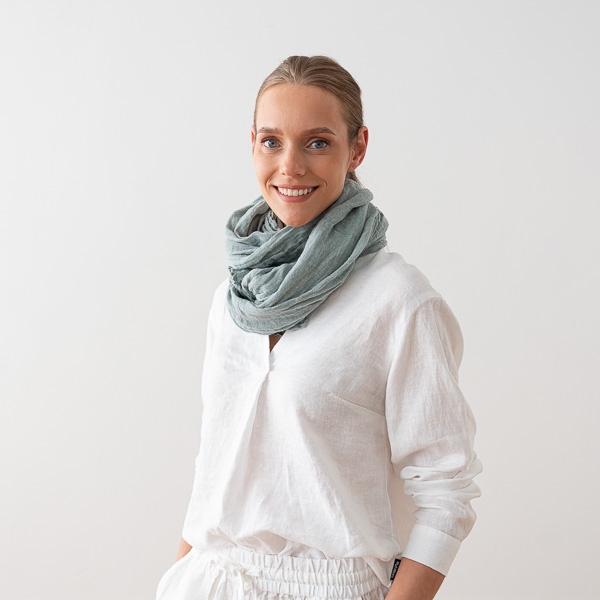 Linenme Stormy Sea Linen Summer Scarf Garza