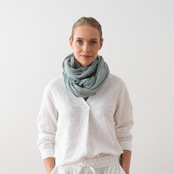 linenme Stormy Sea Linen Summer Scarf Garza