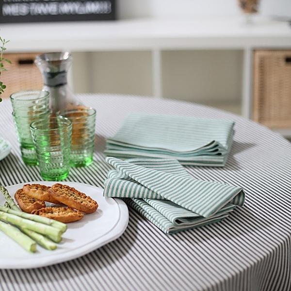 linenme Tablecloth Black Striped Linen Jazz