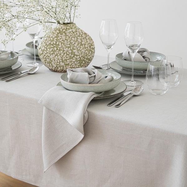 Linenme Tablecloth Silver Linen Lara