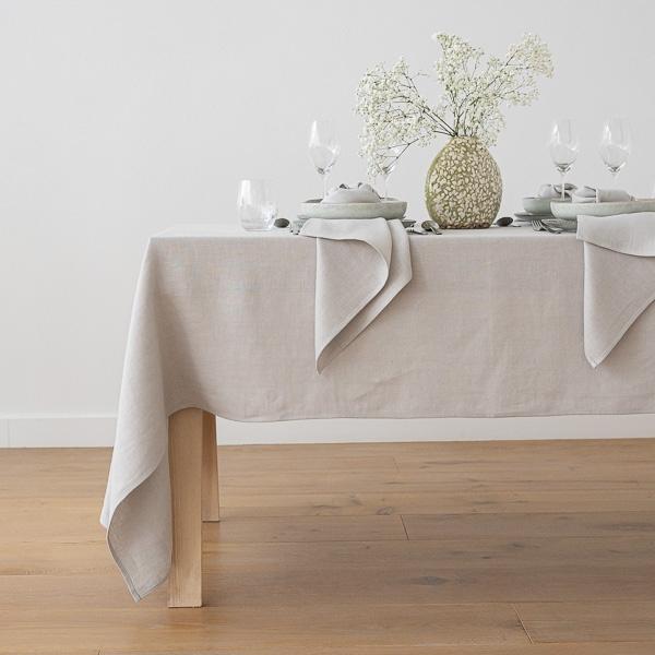 linenme Tablecloth Silver Linen Lara