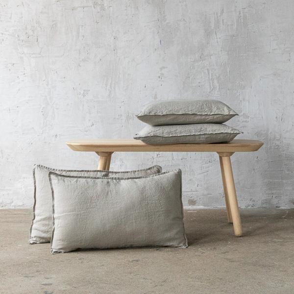 linenme Taupe Linen Cushion Cover Stone Washed