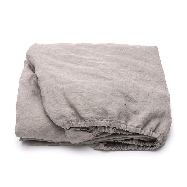 Linenme Taupe Linen Deep Fitted Sheet Stone Washed