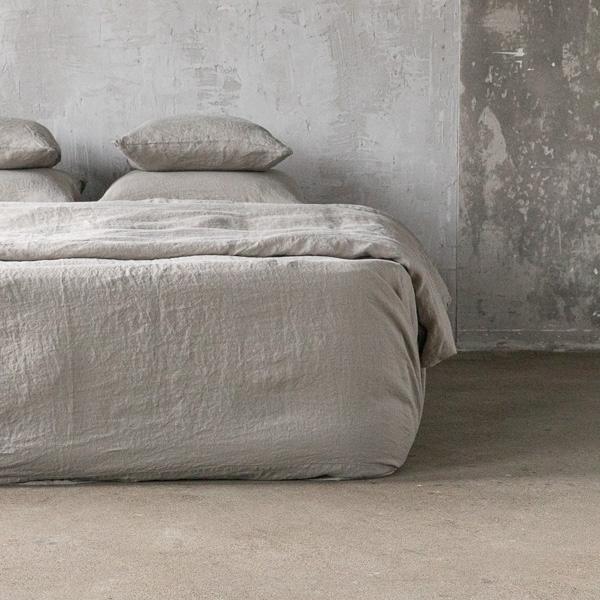 Linenme Taupe Linen Fitted Sheet Stone Washed