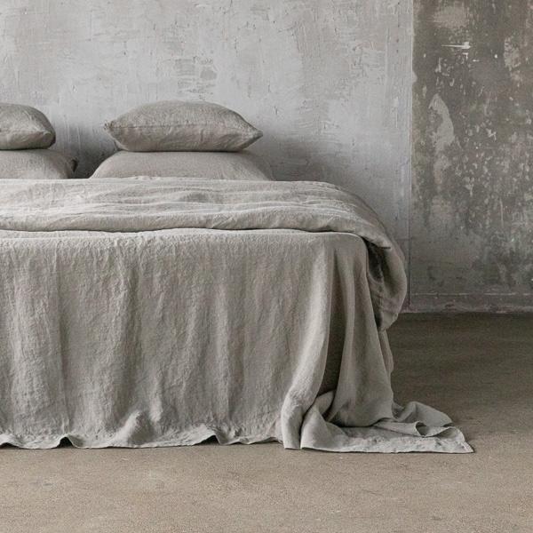 linenme Taupe Stone Washed Bed Linen Flat Sheet