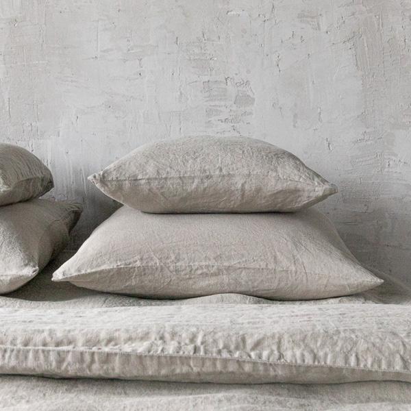 linenme Taupe Stone Washed Bed Linen Pillow Case
