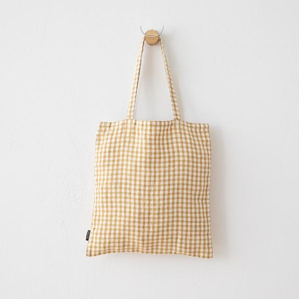 linenme Tote Bag Antique Gold Gingham