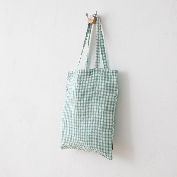 Linenme Tote Bag Aqua Foam Gingham