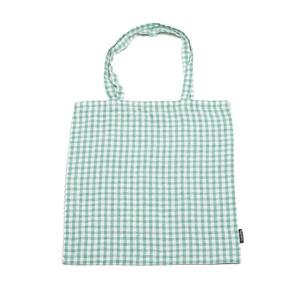 Linenme Tote Bag Aqua Foam Gingham
