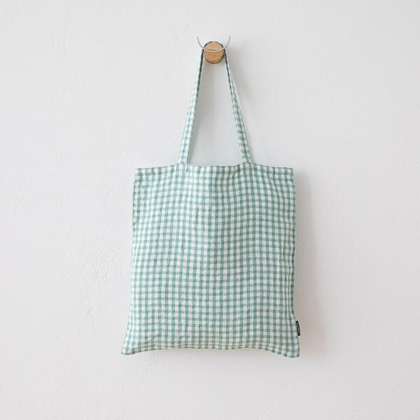 linenme Tote Bag Aqua Foam Gingham
