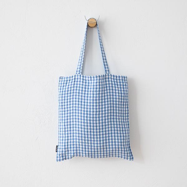 linenme Tote Bag Blue Gingham