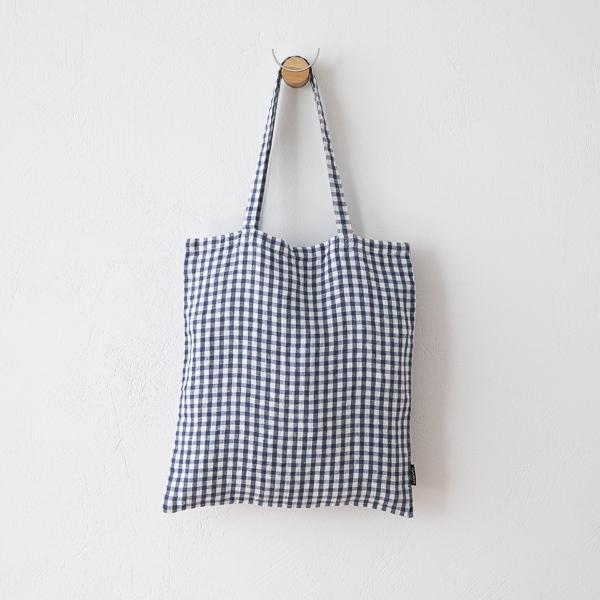 linenme Tote Bag Indigo Gingham