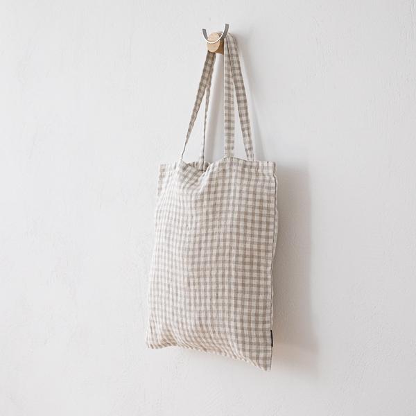 Linenme Tote Bag Natural Gingham