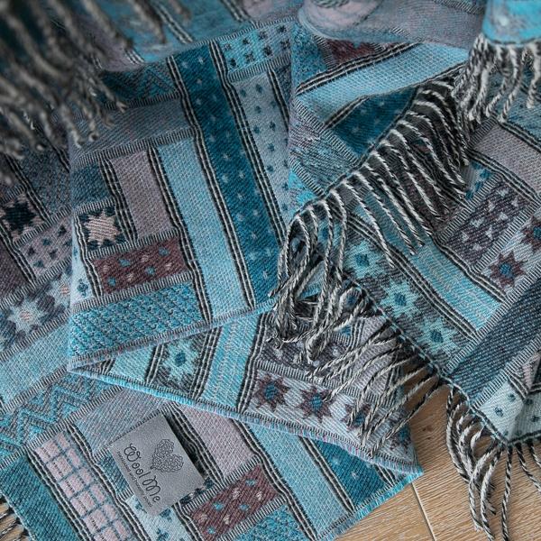 Linenme Turquoise Merino Wool Throw Marta