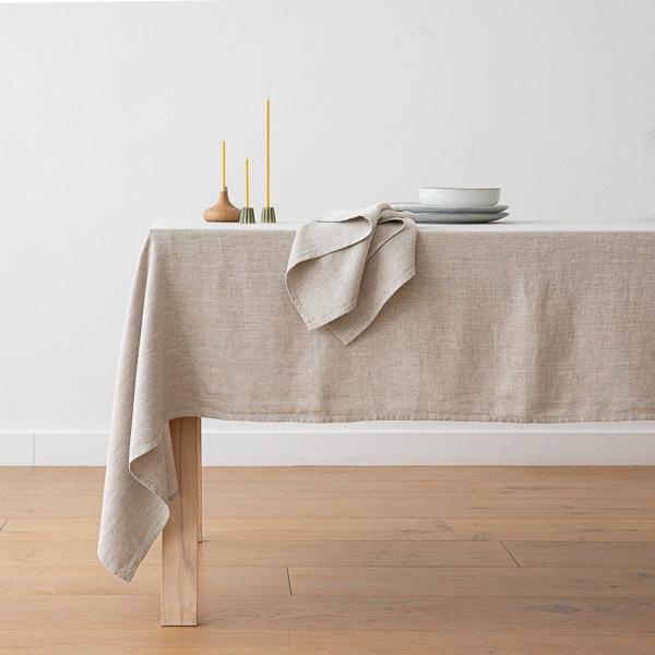 Linenme Twill Linen Tablecloth Beige