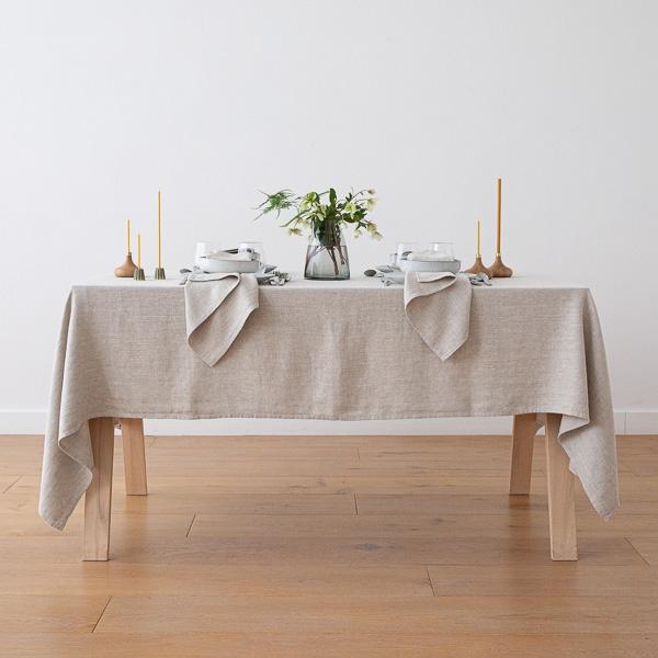 Linenme Twill Linen Tablecloth Beige