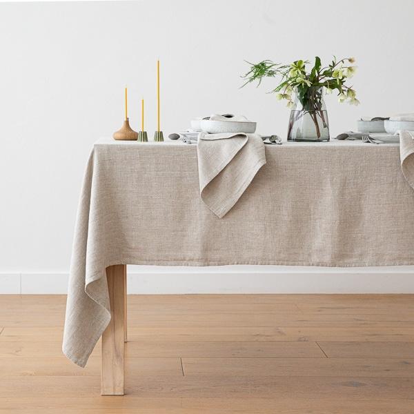 linenme Twill Linen Tablecloth Beige